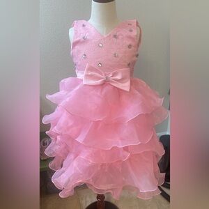 Pink Layered Kids Dress with Bow